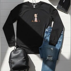 Nezuko Kamado Black Long Sleeve Shirt with Cartoon Graphic